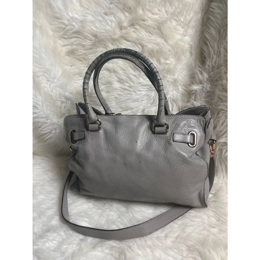 Michael Kors Gray Leather Satchel Bag/Shoulder bag Rose gold hardwares.